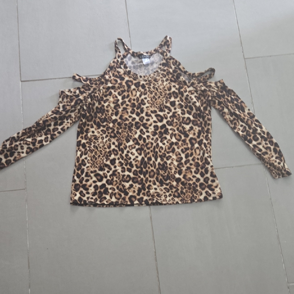 Leopard Print Cold Shoulder Top